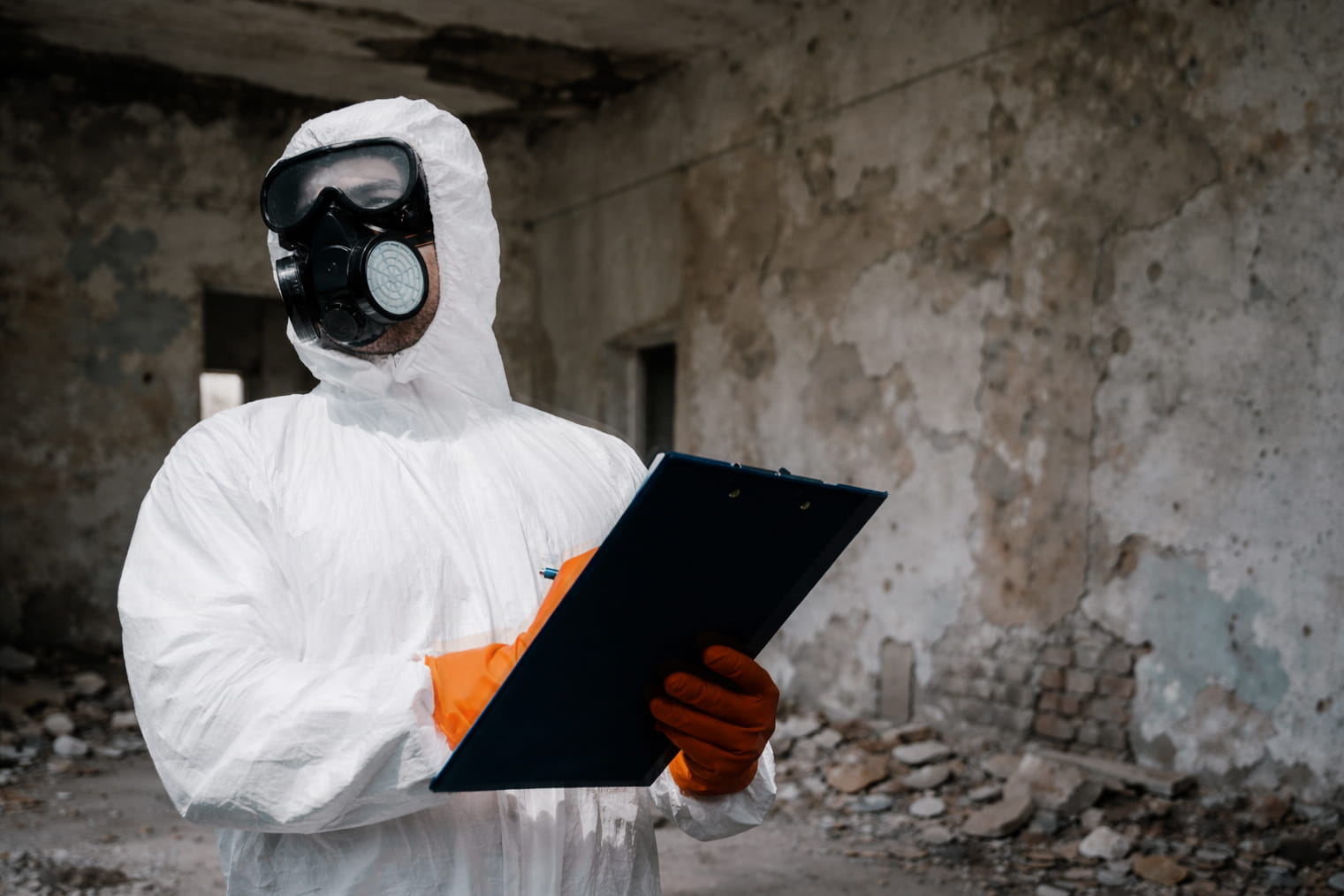 Qualified asbestos surveyor at work in Surrey